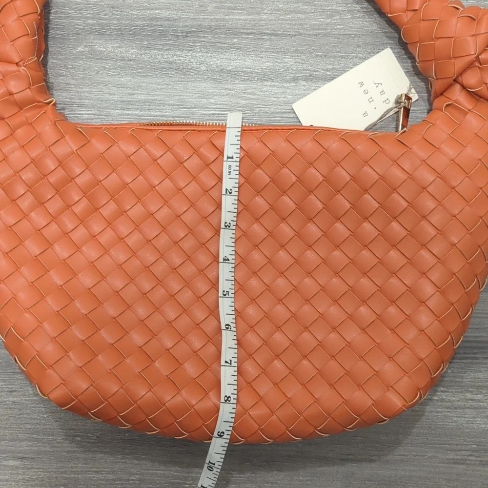 a new day Woven Hobo Shoulder Bag in Coral Orange - Picture 8 of 10